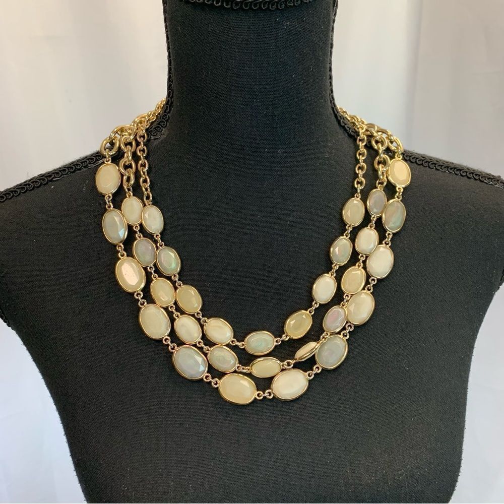 TRISTAN layered pastel goldtone oval statement necklace